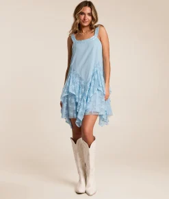 Dresses | Willow & Root Tiered Lace Ribbon Dress Blue
