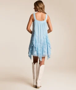 Dresses | Willow & Root Tiered Lace Ribbon Dress Blue