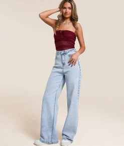 Tops | Willow & Root Tie Lace Tube Top Red