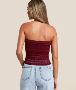 Tops | Willow & Root Tie Lace Tube Top Red