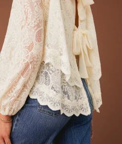 Gimmicks Tiered Lace 4-Way Top Cream Clearance