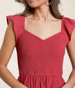 Willow & Root Tiered Midi Dress Holly Berry Sale