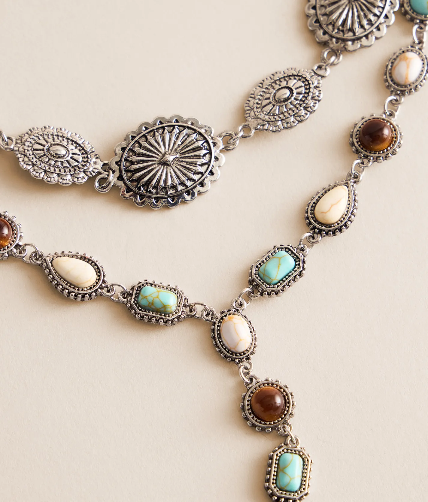 Sterling & Stitch Tiered Stone Necklace Assorted Sale