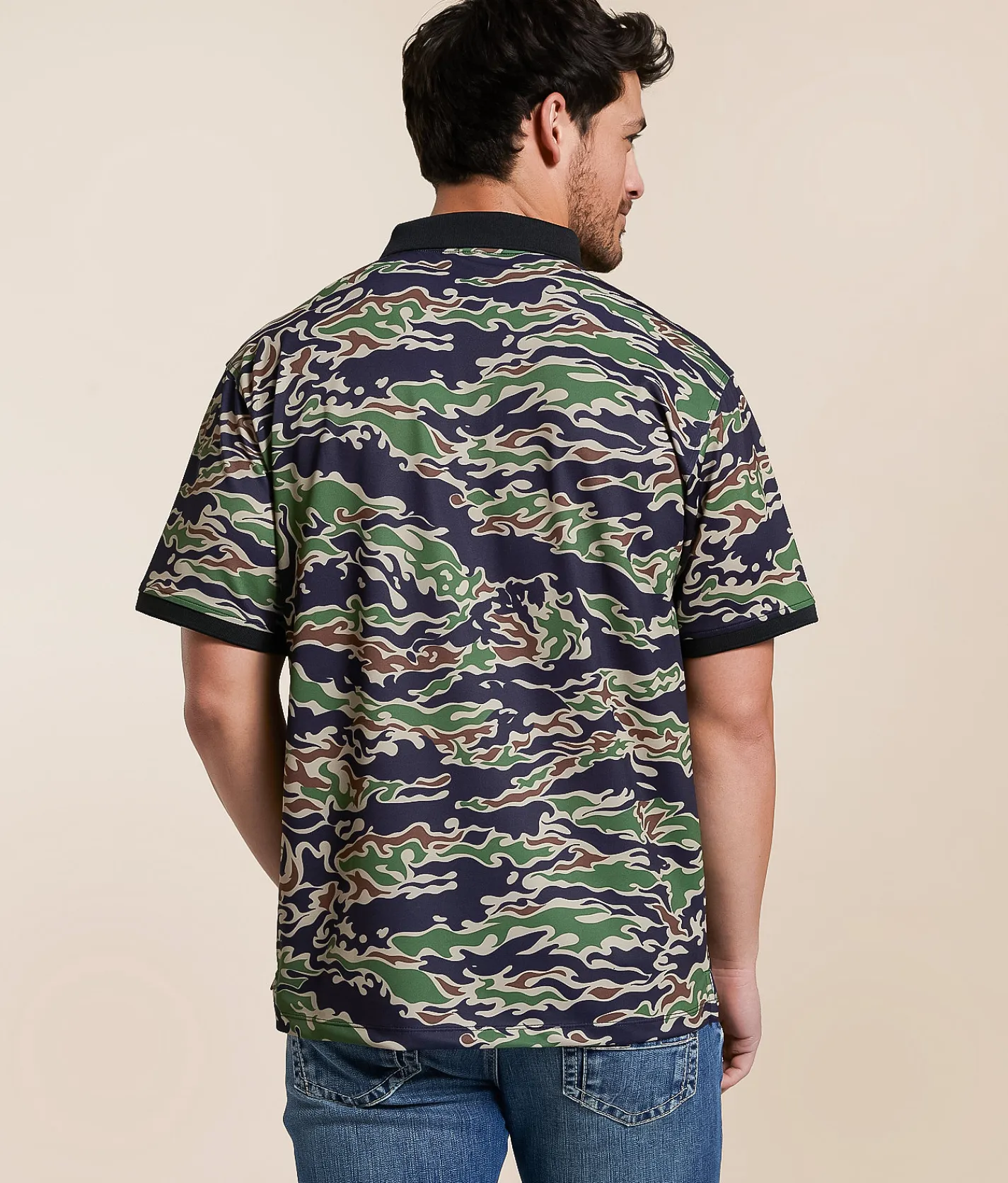 Devereux Golf Tiger Camo Performance Polo Garden Green Online