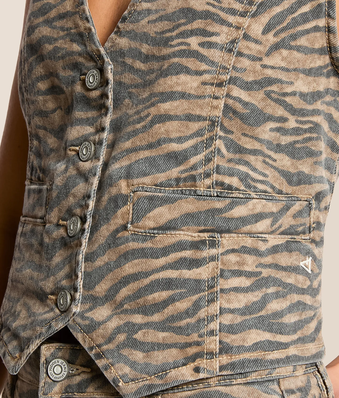 HIDDEN Denim Stretch Vest Tiger Sale