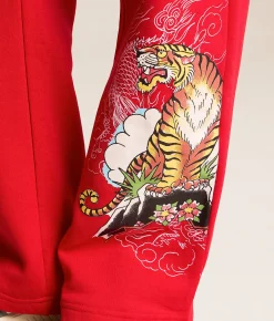 Ed Hardy Tiger Mountain Y2K Sweatpant Red Sale
