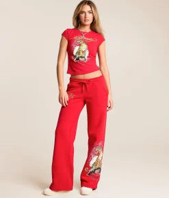 Ed Hardy Tiger Mountain Y2K Sweatpant Red Sale