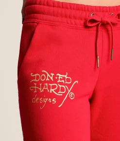 Ed Hardy Tiger Mountain Y2K Sweatpant Red Sale