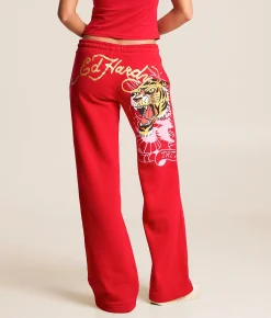 Ed Hardy Tiger Mountain Y2K Sweatpant Red Sale