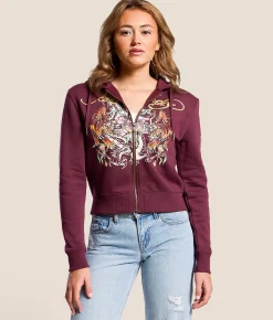 Tops | Ed Hardy Tigers Boxy Hoodie Fig