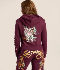 Tops | Ed Hardy Tigers Boxy Hoodie Fig