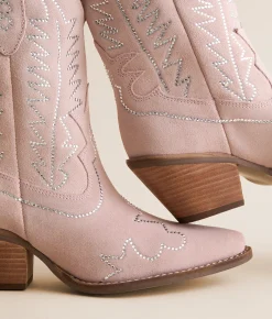 Dingo Tiny Pony Leather Western Ankle Boot Pink Clearance