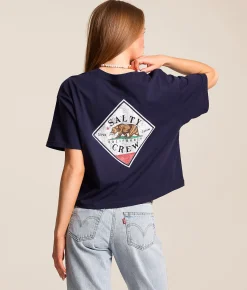 Tops | Salty Crew Tippet Cropped T-Shirt Bright Navy