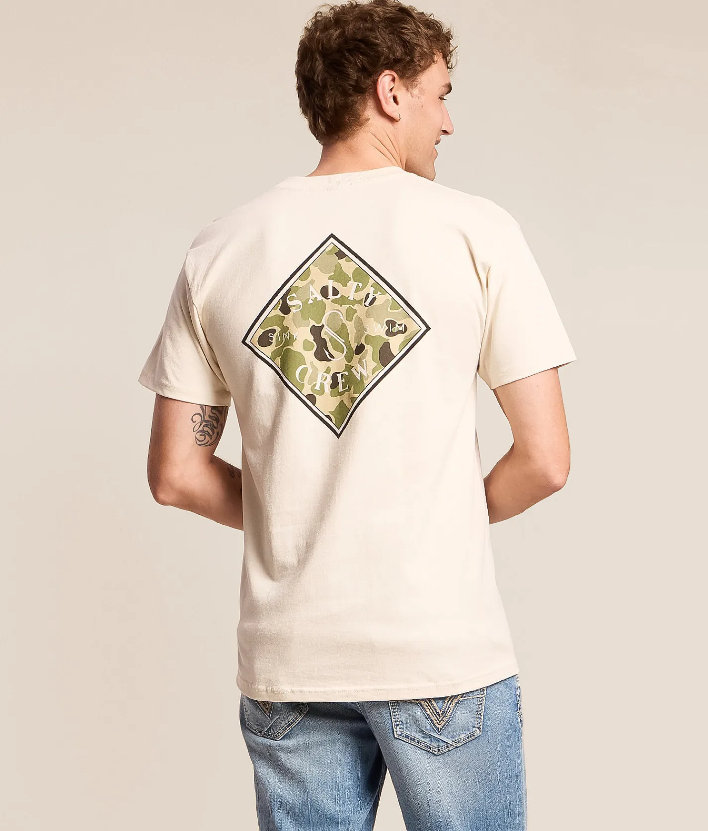Tops|Graphic T-Shirts | Salty Crew Tippet Sand Camo T-Shirt Cream