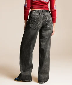Jeans|Bottoms | Rock Revival Titania Low Slung Wide Leg Baggy Stretch Jean Washed Black