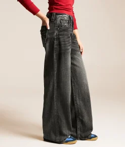 Jeans|Bottoms | Rock Revival Titania Low Slung Wide Leg Baggy Stretch Jean Washed Black