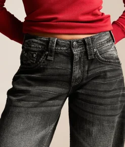 Jeans|Bottoms | Rock Revival Titania Low Slung Wide Leg Baggy Stretch Jean Washed Black