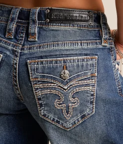 Jeans|Bottoms | Rock Revival Titania Low Slung Wide Leg Baggy Stretch Jean Vintage Dark Blue