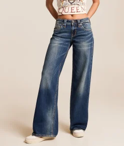 Jeans|Bottoms | Rock Revival Titania Low Slung Wide Leg Baggy Stretch Jean Vintage Dark Blue