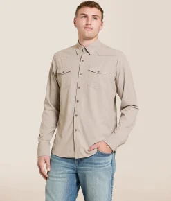 Tops | Gentry County Tonal Athletic Performance Stretch Shirt Tan Brown