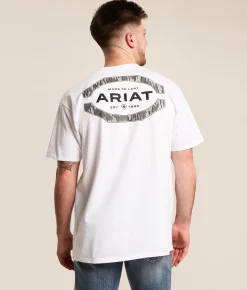 Ariat Tonal Bad Land Lockup T-Shirt White New