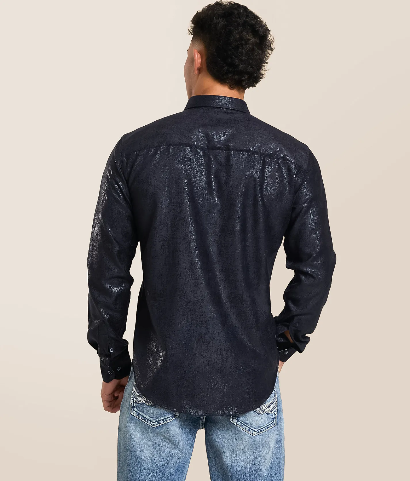 Eight X Tonal Faux Suede Shirt Navy Sale