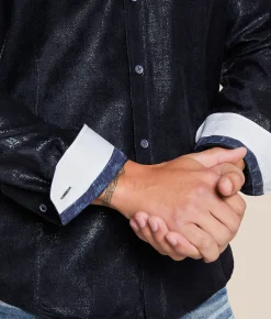 Eight X Tonal Faux Suede Shirt Navy Sale
