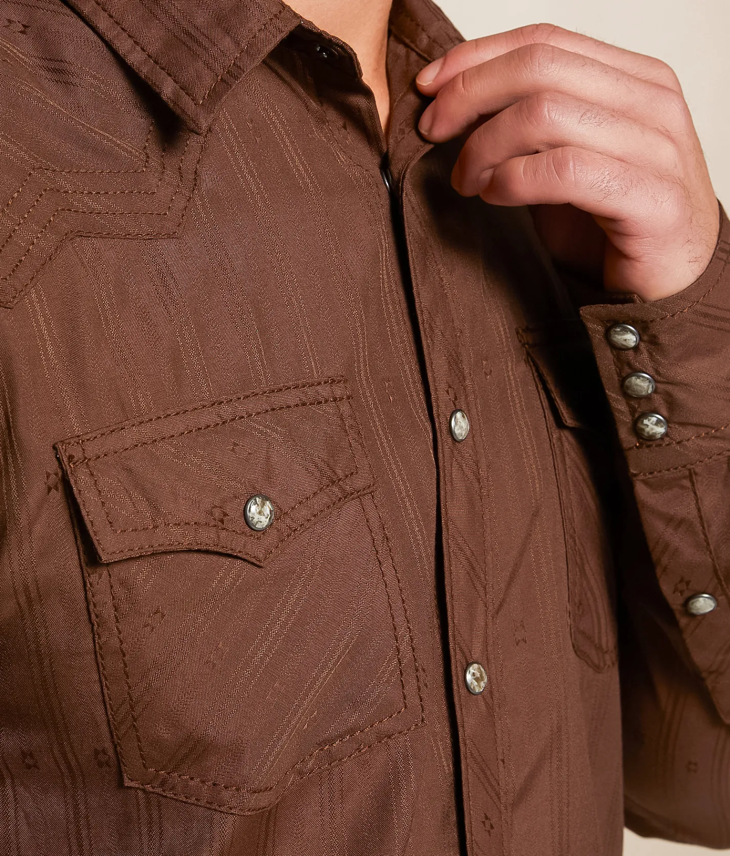 Tops | Gentry County Tonal Southwestern Athletic Shirt Brown