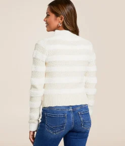 Tops | Willow & Root Tonal Striped Cardigan Sweater White