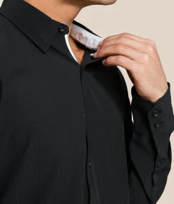 J.B. Holt Tonal Striped Standard Performance Stretch Shirt Black New