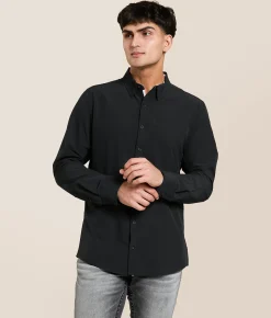J.B. Holt Tonal Striped Standard Performance Stretch Shirt Black New