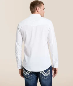 Tops | Gentry County Tonal Striped Standard Shirt White