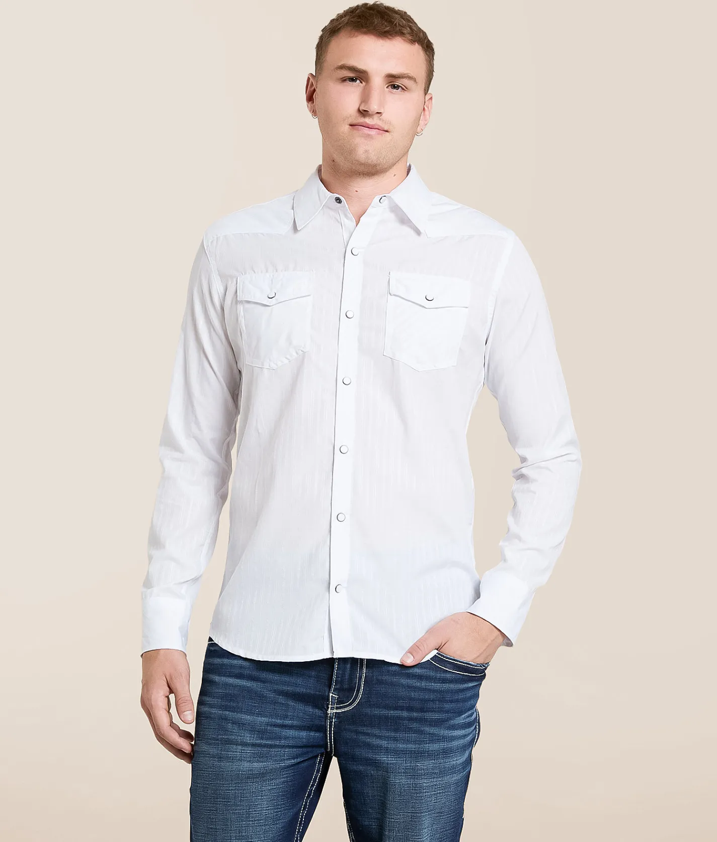 Tops | Gentry County Tonal Striped Standard Shirt White