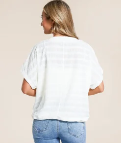 Tops | Daytrip Tonal Striped Textured Top White