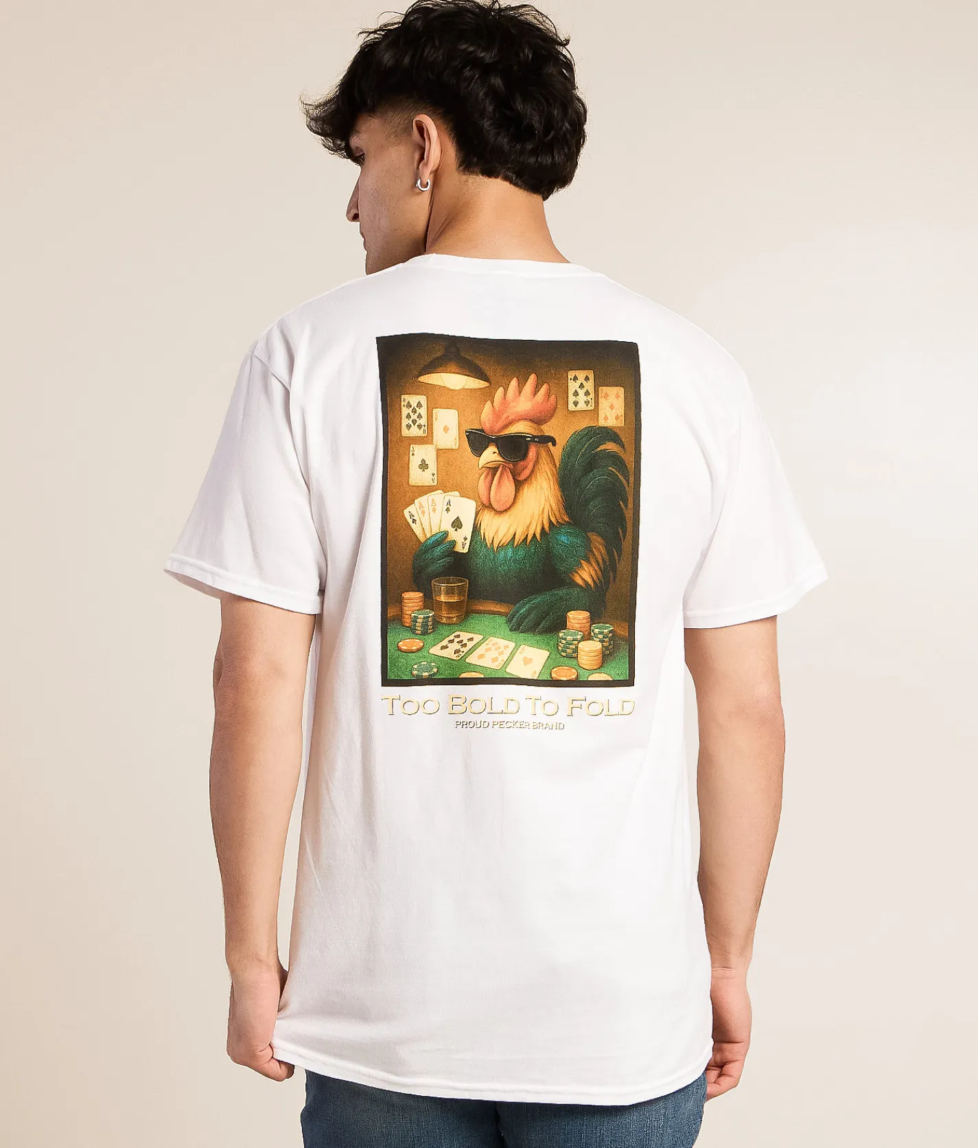 Proud Pecker Brand Too Bold To Fold T-Shirt White