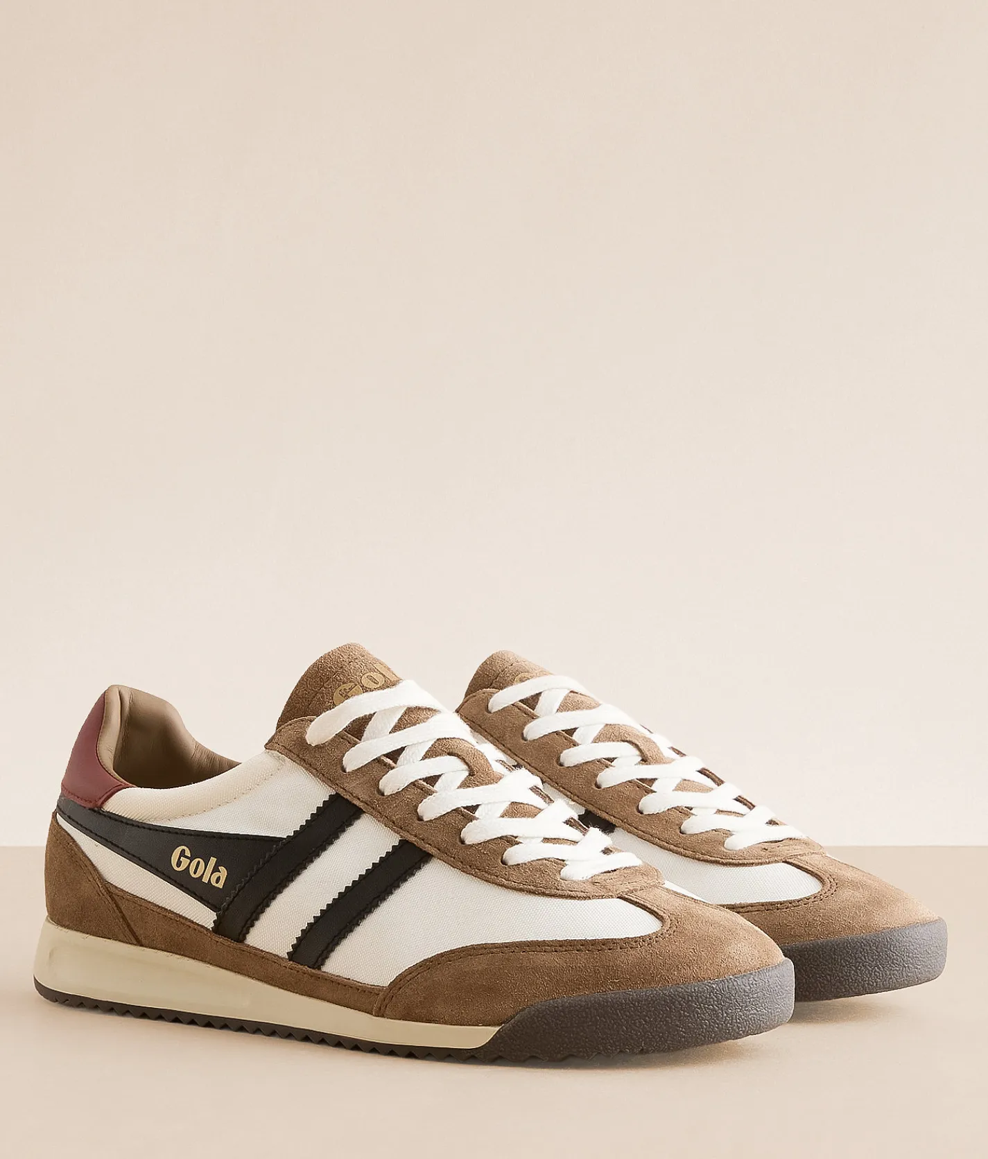 Gola® Tornado Leather Sneaker Off White Tobacco Black Outlet