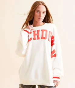 DH Apparel Touchdown Oversized Pullover White Clearance