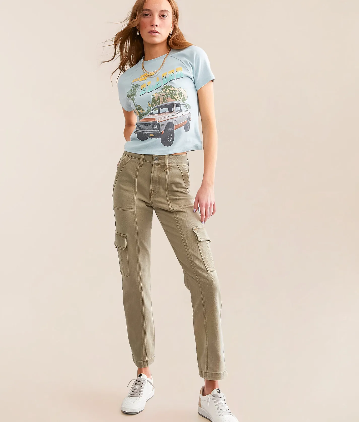 HIDDEN Tracey Cargo Straight Stretch Jean Cedar Sale