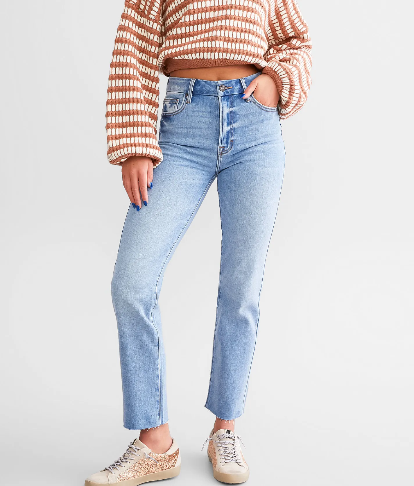 HIDDEN Tracey Cropped Straight Jean Medium Light Discount