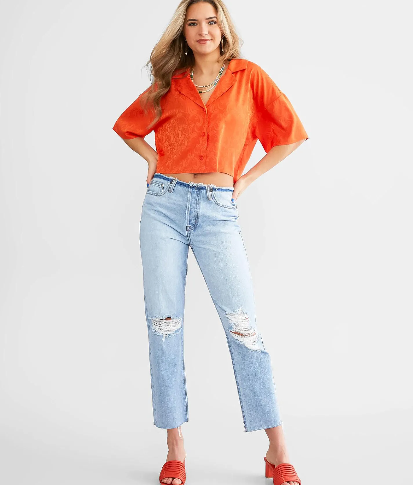 Jeans|Bottoms | HIDDEN Tracey Cropped Straight Jean Medium Light