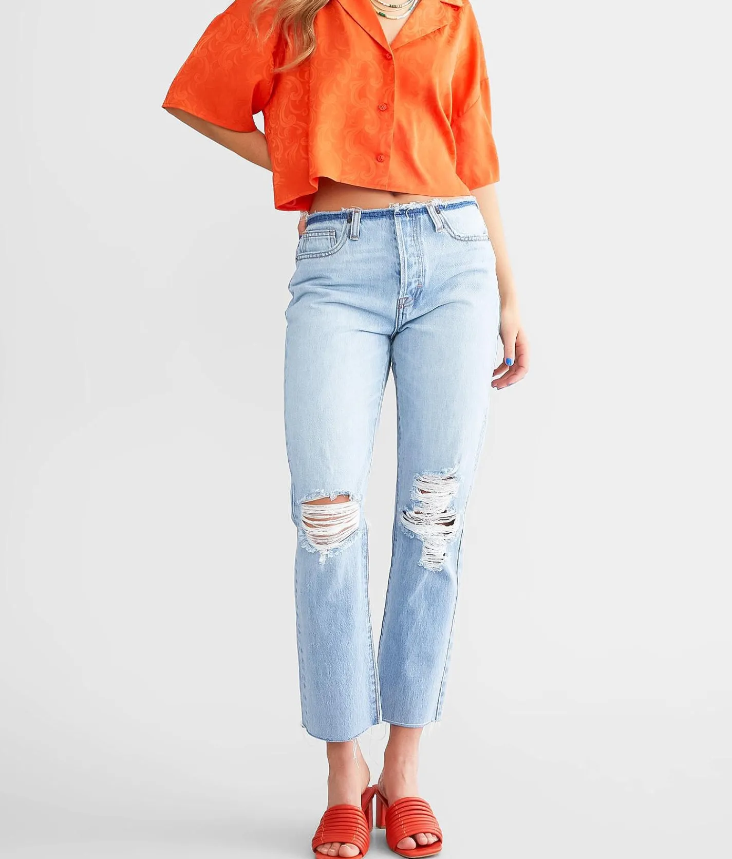 Jeans|Bottoms | HIDDEN Tracey Cropped Straight Jean Medium Light