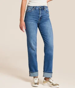 HIDDEN Tracey Cropped Straight Stretch Cuffed Jean Davenport Outlet