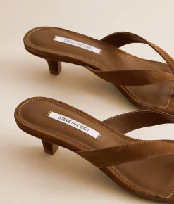Shoes | Steve Madden Tracie Leather Heeled Sandal Chestnut Suede