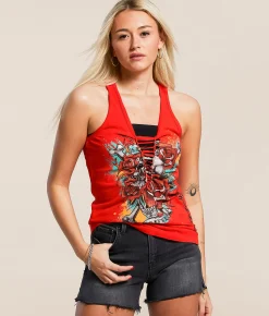 Affliction Tragic Attack Tank Top Bright Red Reactive New