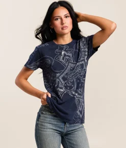 Affliction Tragic Reign T-Shirt Blue Black Lava Tint Wash Sale