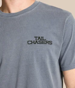 Tail Chasers Club Tree Ducks T-Shirt Denim Pigment Dye Outlet