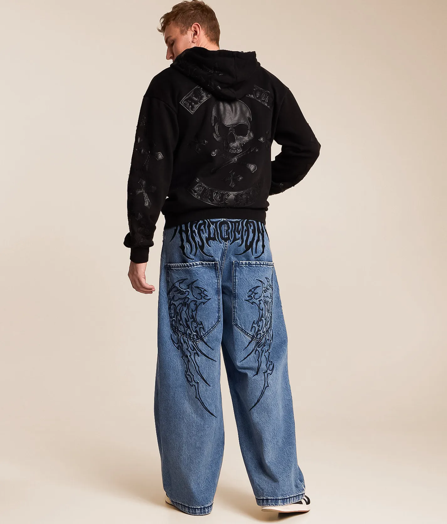 Bottoms|Jeans | Affliction Tribal & Wings Extra Wide Leg Jean Stonewash
