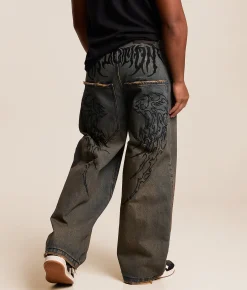 Bottoms|Jeans | Affliction Tribal & Wings Extra Wide Leg Jean Grey Tint