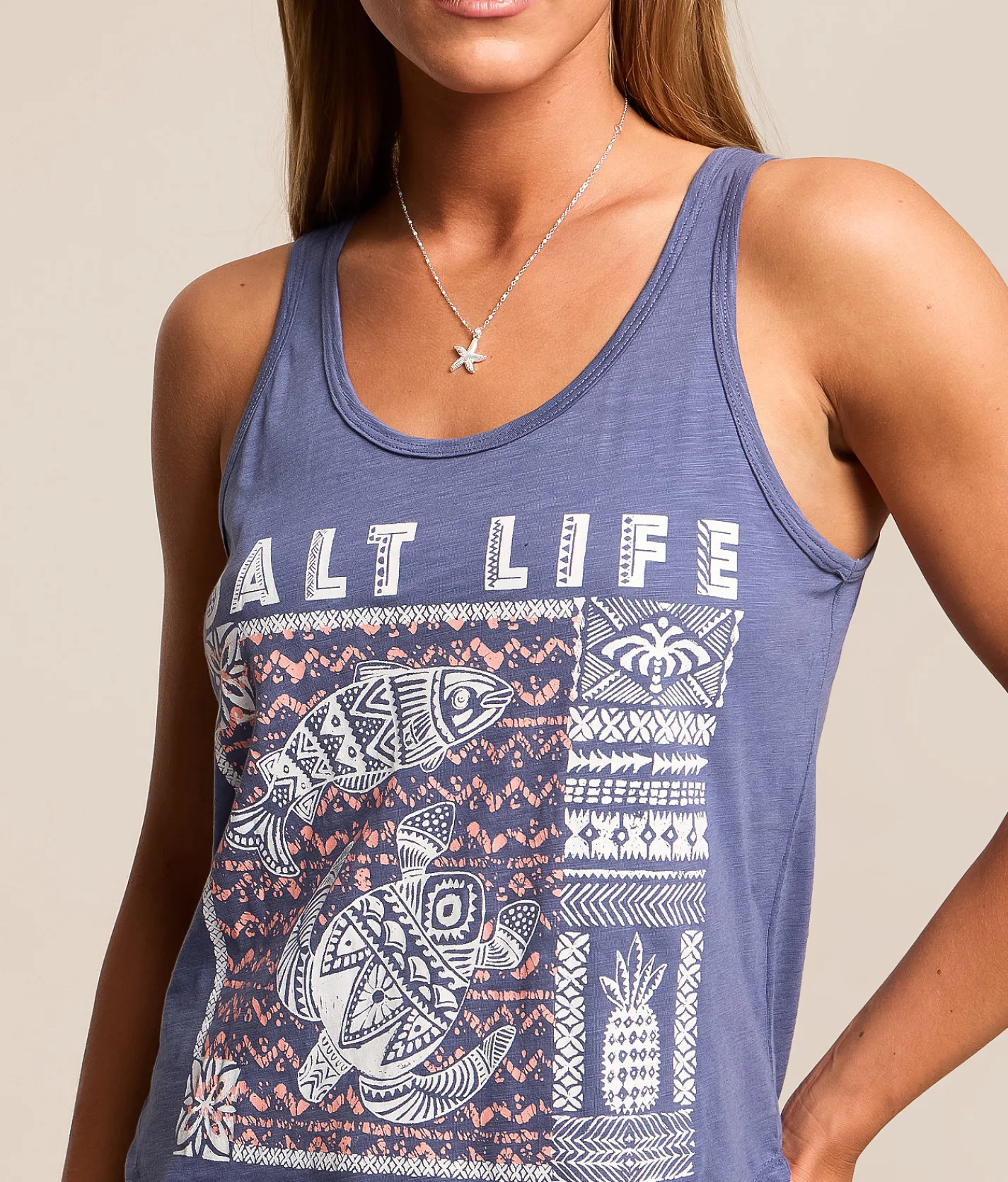 Salt Life Tribal Motifs Tank Top Indigo