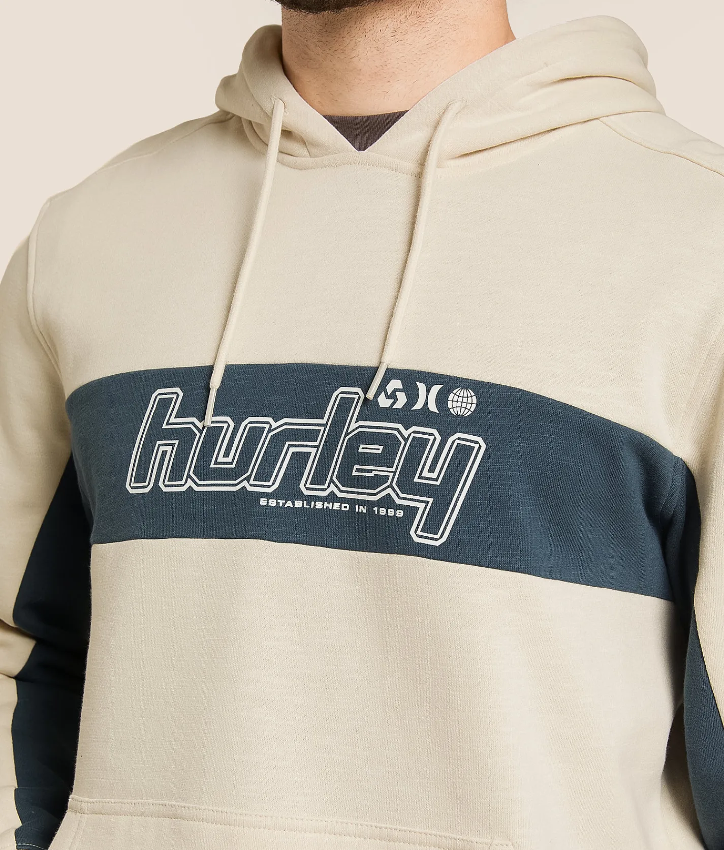 Tops | Hurley Tri Blocker Hooded Sweatshirt Bone